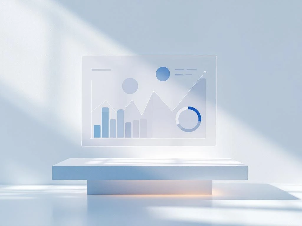 Digitaal dashboard met blauwe voortgangsbalken en prestatiegrafieken op witte achtergrond voor executive evaluatie